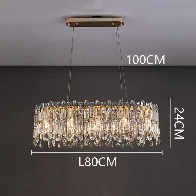 Modern gold crystal chandelier living room pendant light