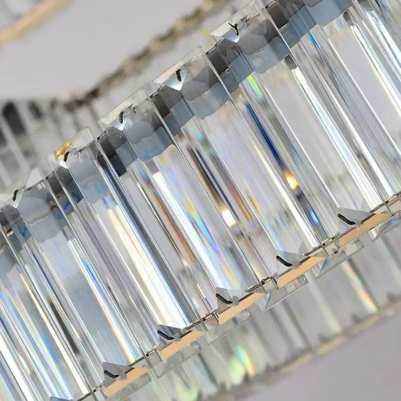 Modern gold rectangular crystal chandelier living room light