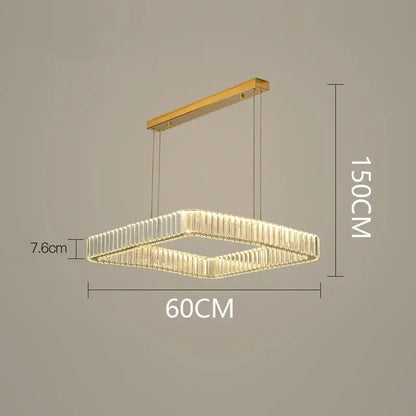 Modern gold rectangular crystal chandelier living room light