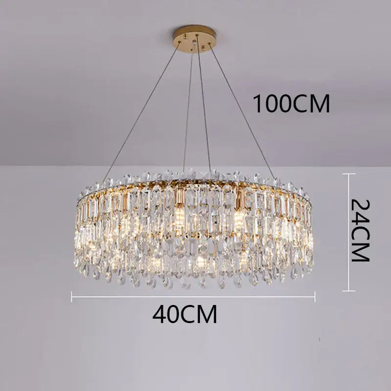 Modern gold crystal chandelier living room pendant light