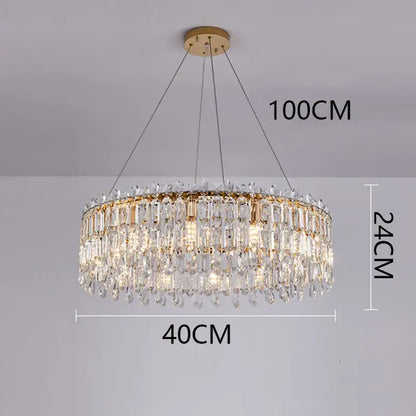 Modern gold crystal chandelier living room pendant light