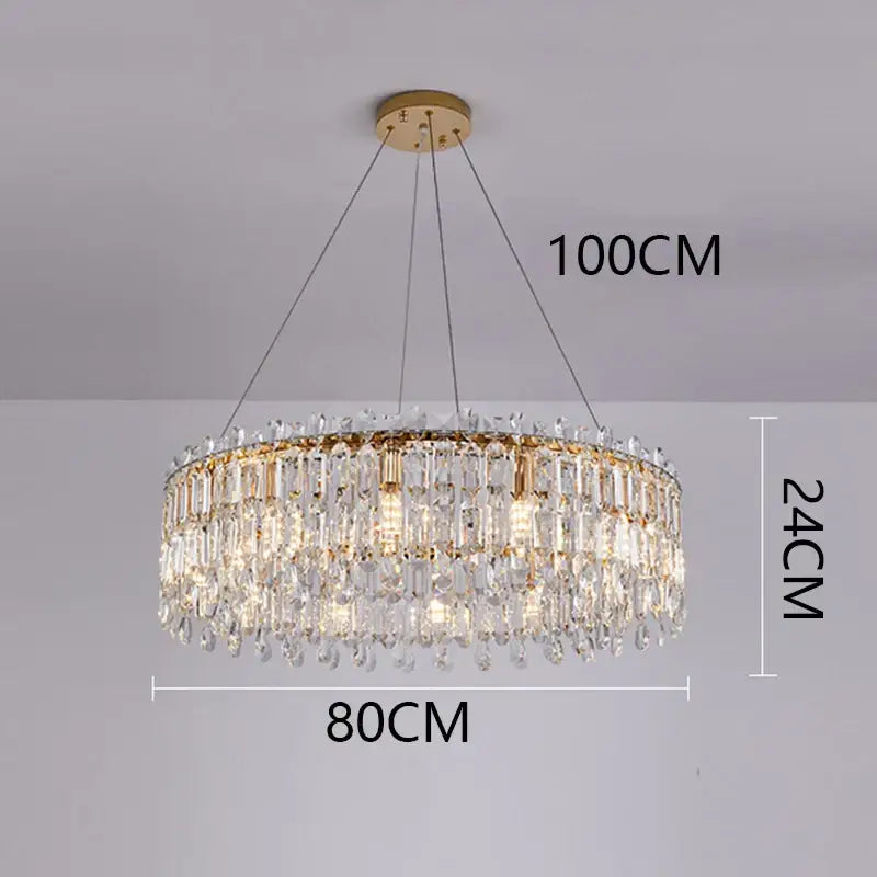 Modern gold crystal chandelier living room pendant light