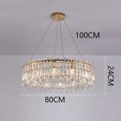 Modern gold crystal chandelier living room pendant light