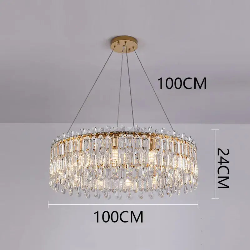 Modern gold crystal chandelier living room pendant light