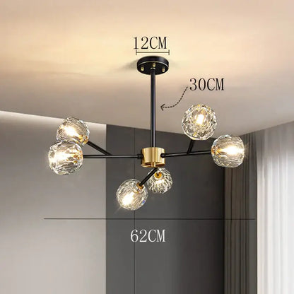 Modern crystal chandelier black dining room ceiling light