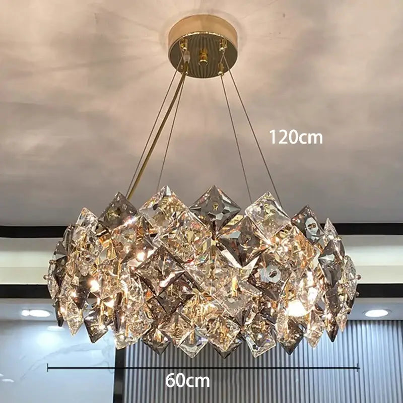 Modern layered crystal chandelier for living room dining