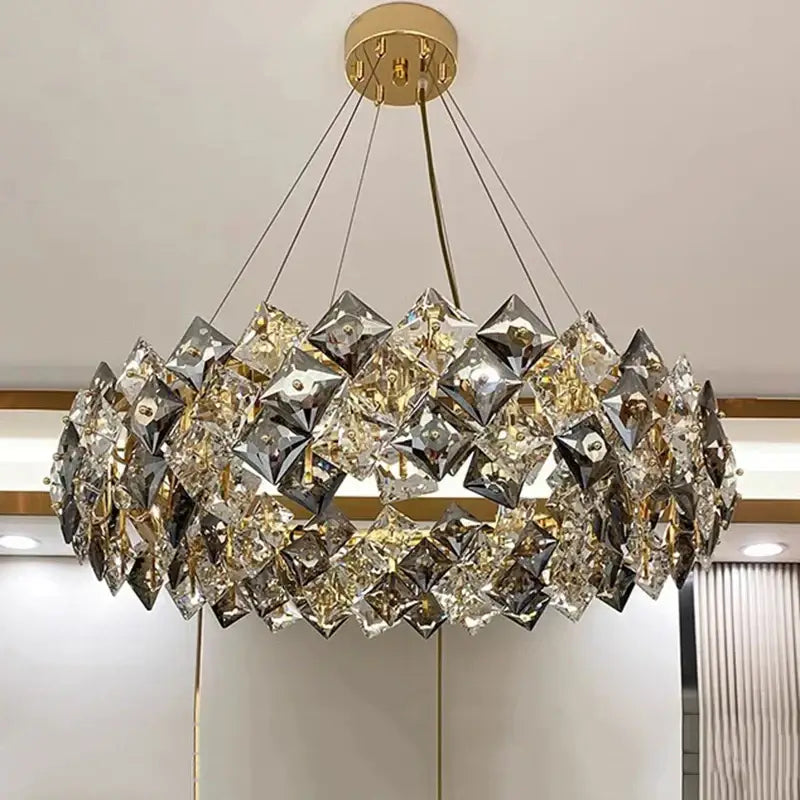Modern layered crystal chandelier for living room dining