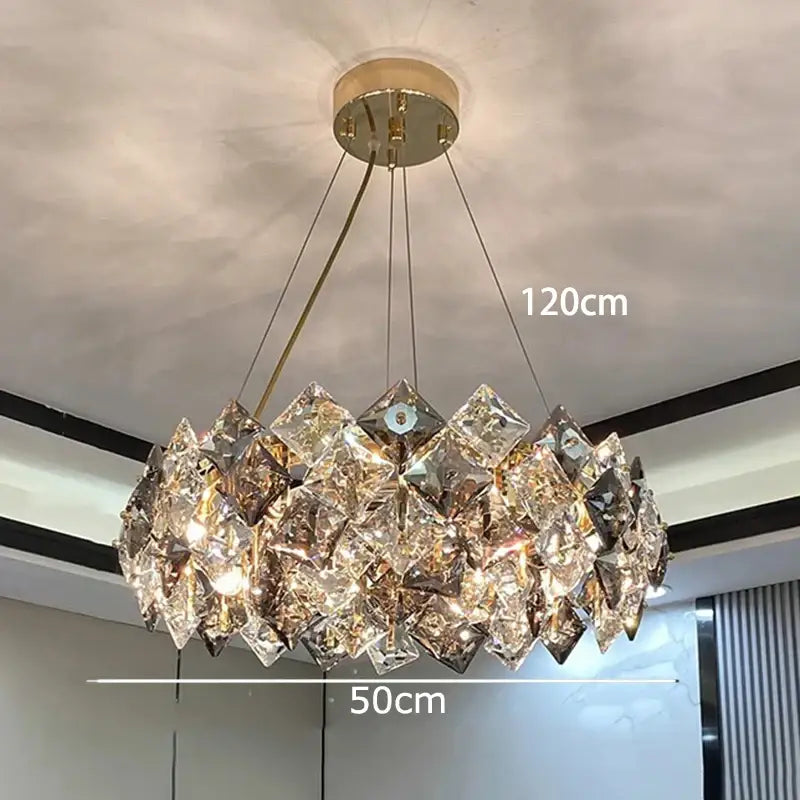 Modern layered crystal chandelier for living room dining