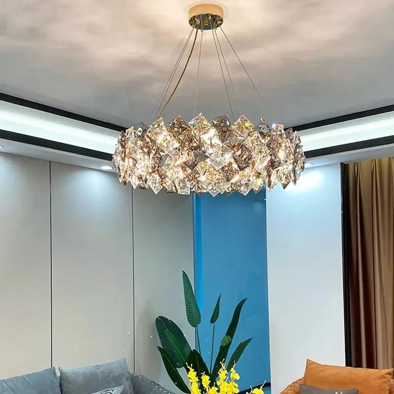 Modern layered crystal chandelier for living room dining