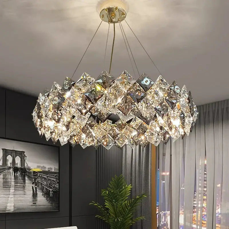 Modern layered crystal chandelier for living room dining
