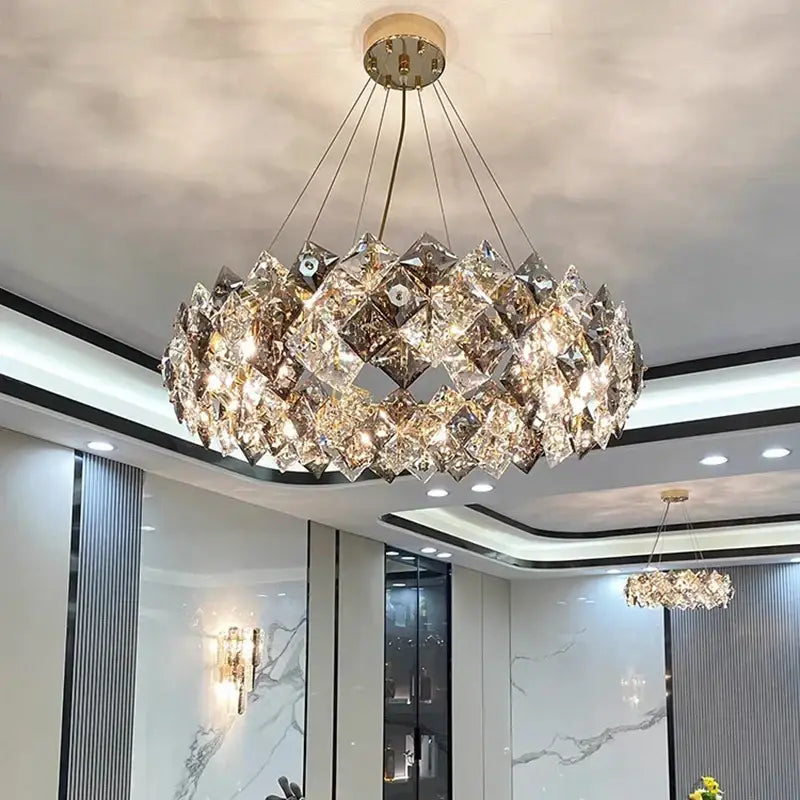 Modern layered crystal chandelier for living room dining