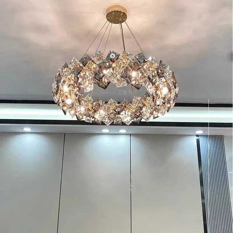 Modern layered crystal chandelier for living room dining