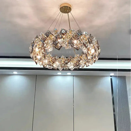 Modern layered crystal chandelier for living room dining