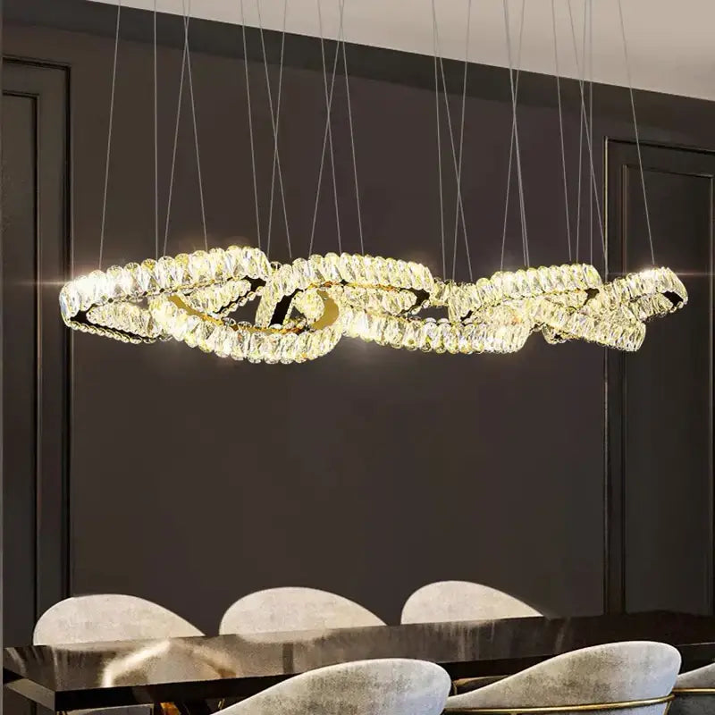 Modern gold crystal chandelier living room pendant light