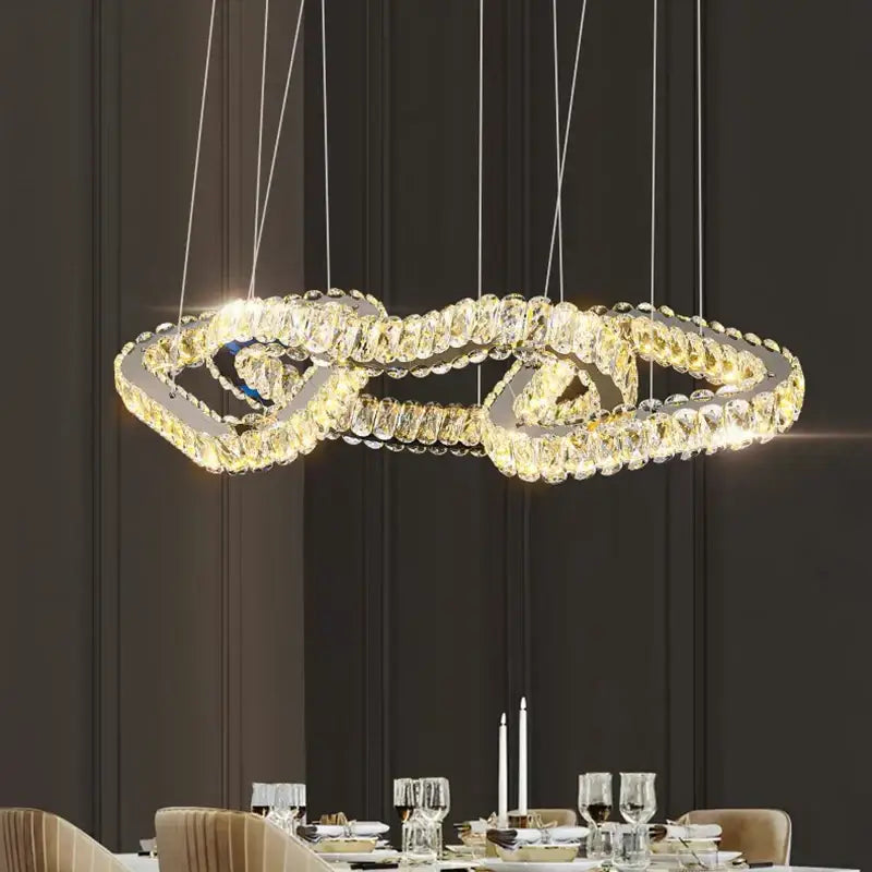 Modern gold crystal chandelier living room pendant light
