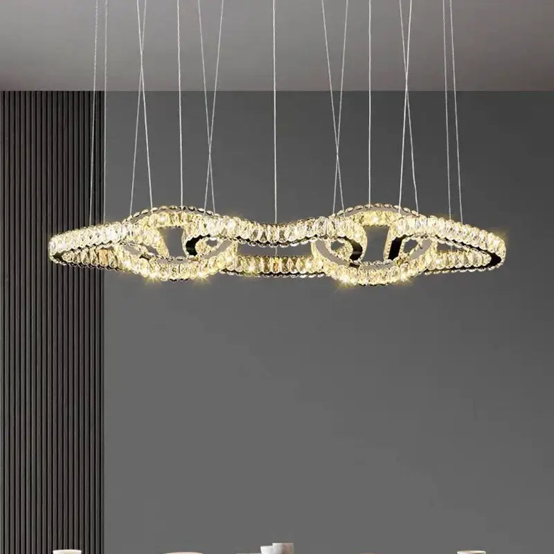 Modern gold crystal chandelier living room pendant light