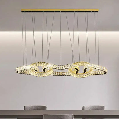 Modern gold crystal chandelier living room pendant light