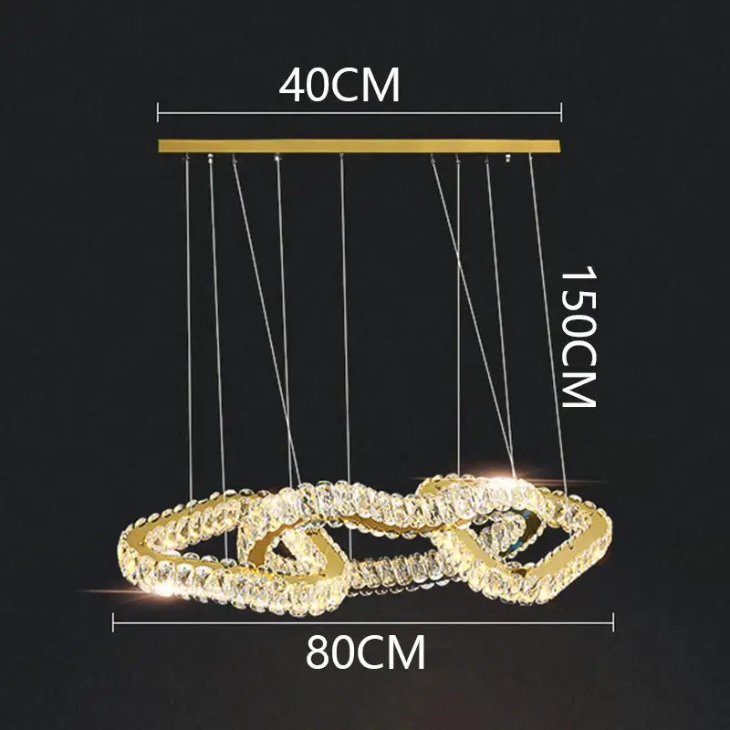 Modern gold crystal chandelier living room pendant light