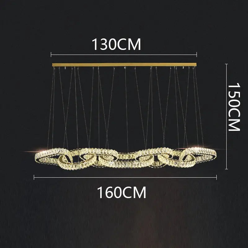 Modern gold crystal chandelier living room pendant light
