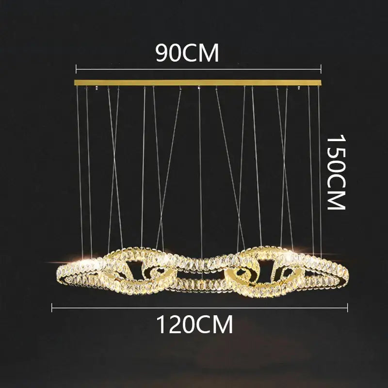 Modern gold crystal chandelier living room pendant light