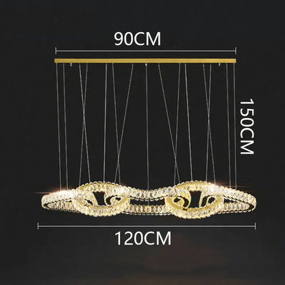 Modern gold crystal chandelier living room pendant light