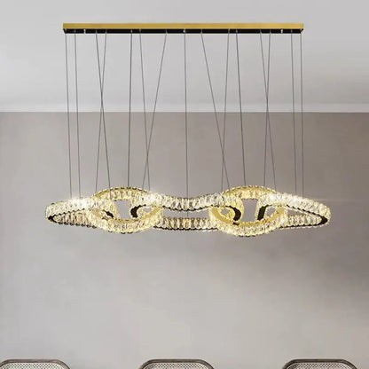 Modern gold crystal chandelier living room pendant light
