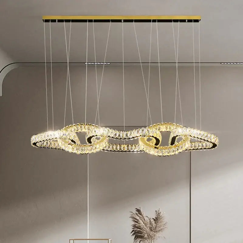Modern gold crystal chandelier living room pendant light
