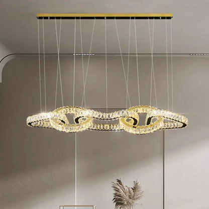 Modern gold crystal chandelier living room pendant light
