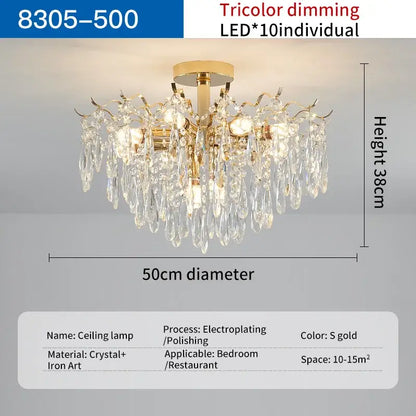 Luxury gold crystal chandelier for living room