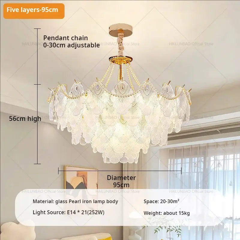 Elegant white and gold crystal chandelier living room light