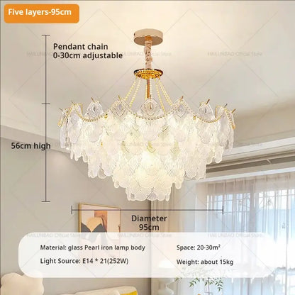 Elegant white and gold crystal chandelier living room light