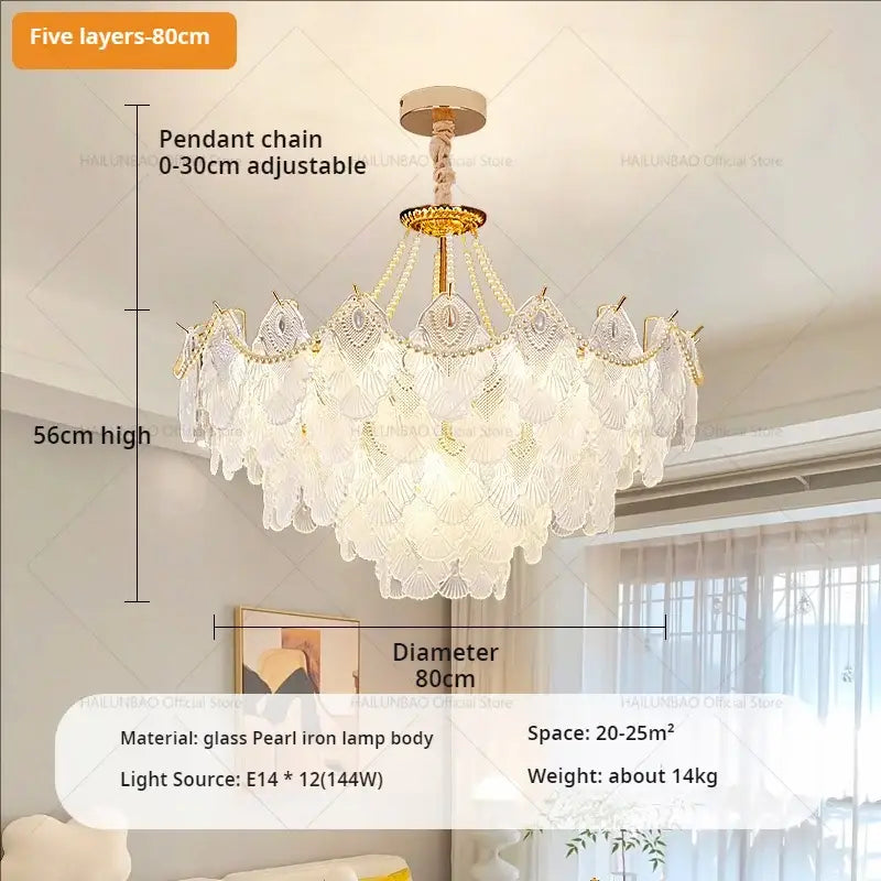Elegant white and gold crystal chandelier living room light