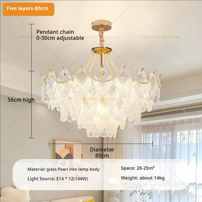Elegant white and gold crystal chandelier living room light