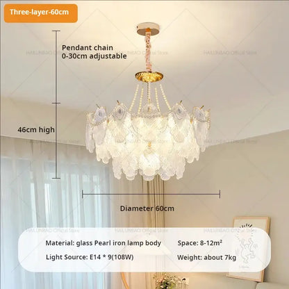 Elegant white and gold crystal chandelier living room light
