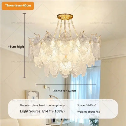 Elegant white and gold crystal chandelier living room light