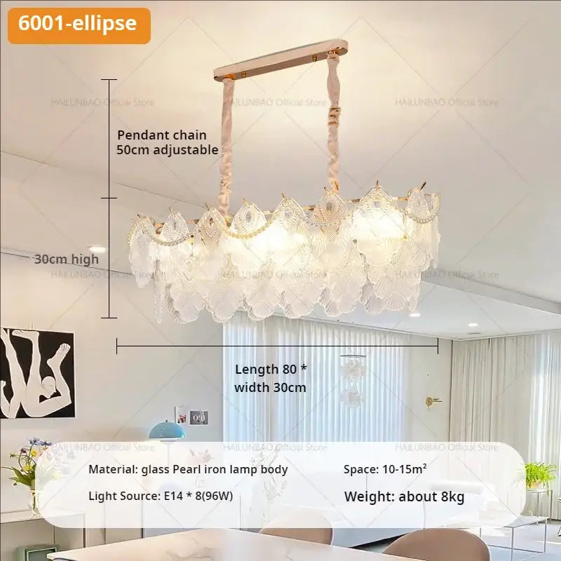 Elegant white and gold crystal chandelier living room light