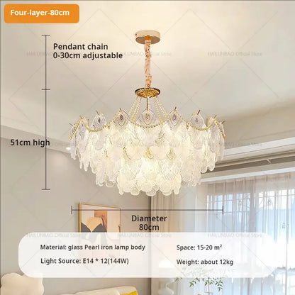 Elegant white and gold crystal chandelier living room light