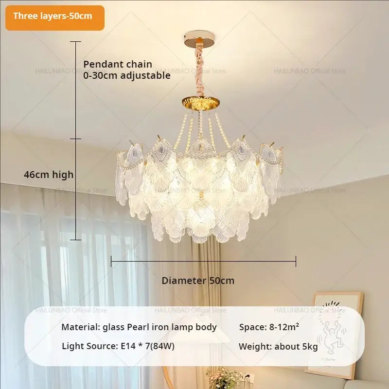 Elegant white and gold crystal chandelier living room light