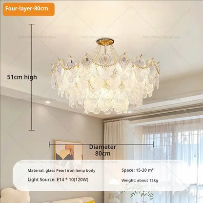 Elegant white and gold crystal chandelier living room light