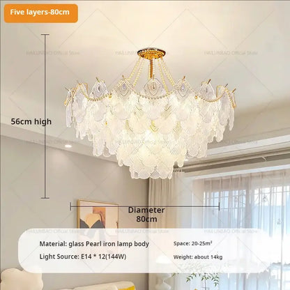 Elegant white and gold crystal chandelier living room light