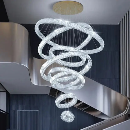 Modern gold multi tier crystal chandelier living room pendant light