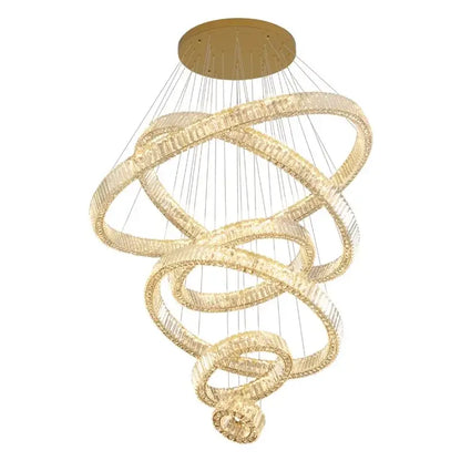 Modern gold multi tier crystal chandelier living room pendant light