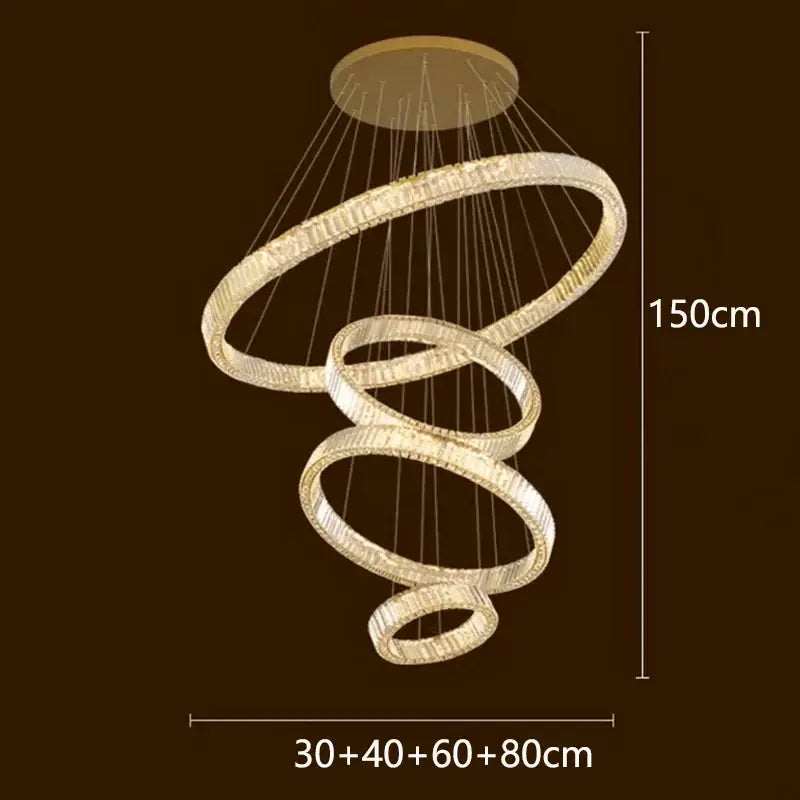 Modern gold multi tier crystal chandelier living room pendant light