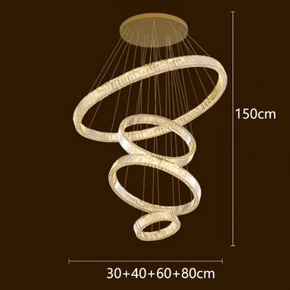 Modern gold multi tier crystal chandelier living room pendant light
