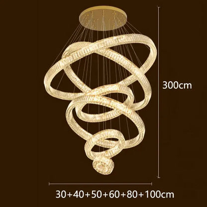 Modern gold multi tier crystal chandelier living room pendant light