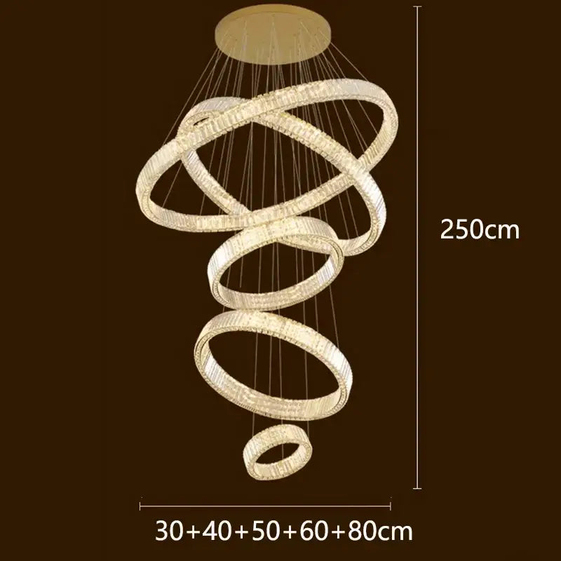 Modern gold multi tier crystal chandelier living room pendant light