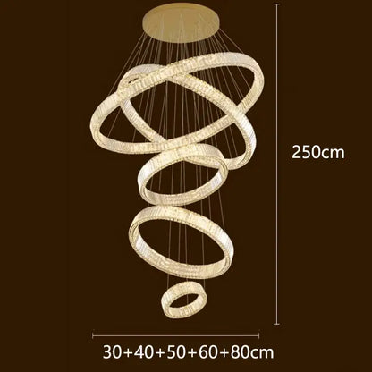 Modern gold multi tier crystal chandelier living room pendant light