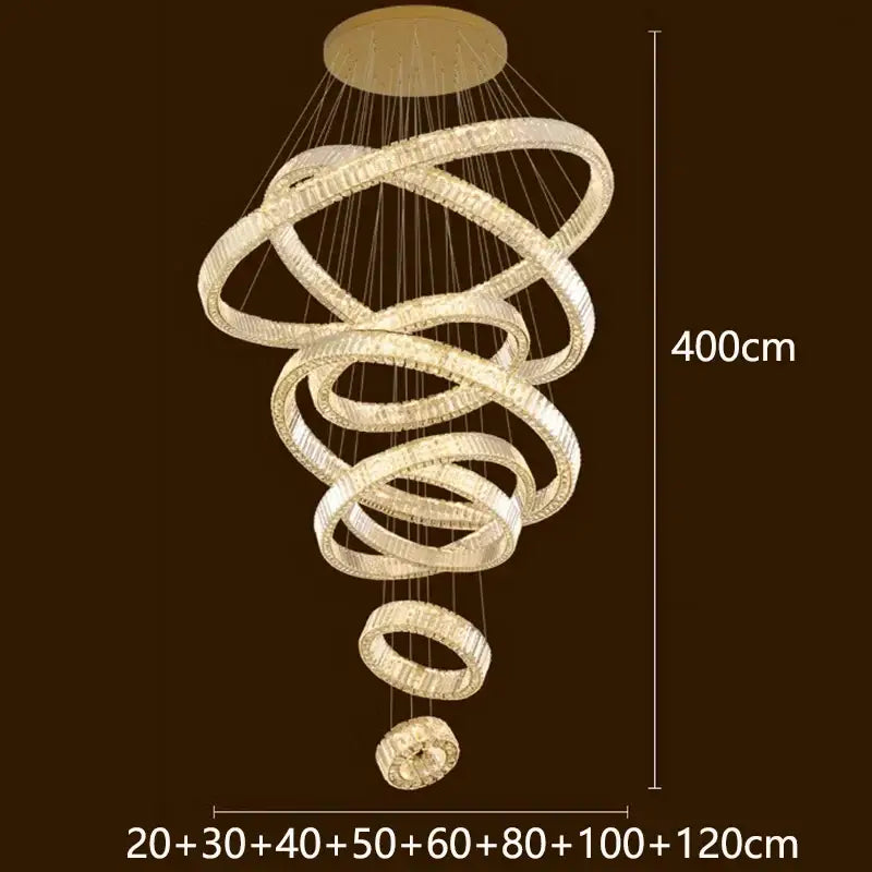 Modern gold multi tier crystal chandelier living room pendant light