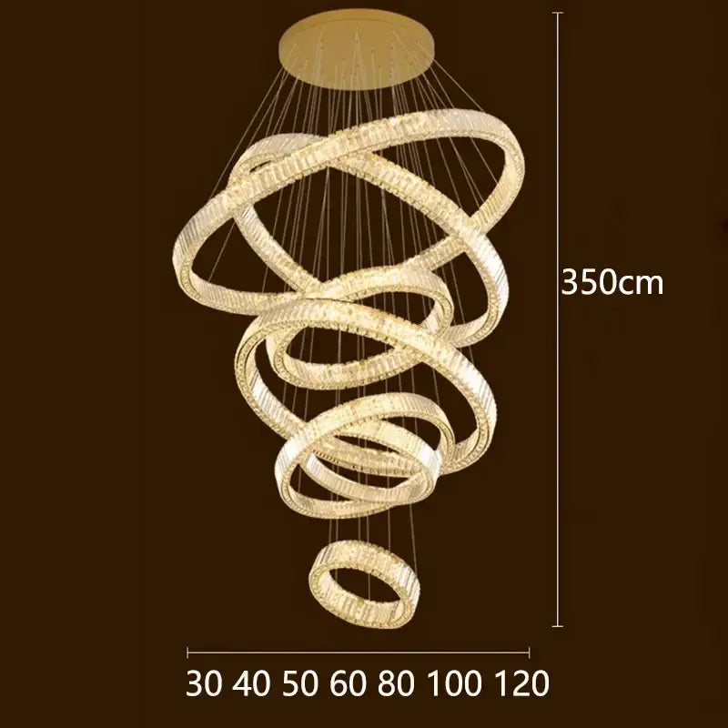 Modern gold multi tier crystal chandelier living room pendant light