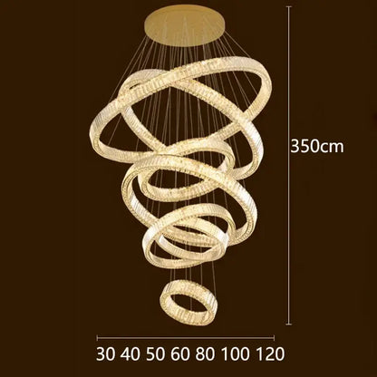 Modern gold multi tier crystal chandelier living room pendant light